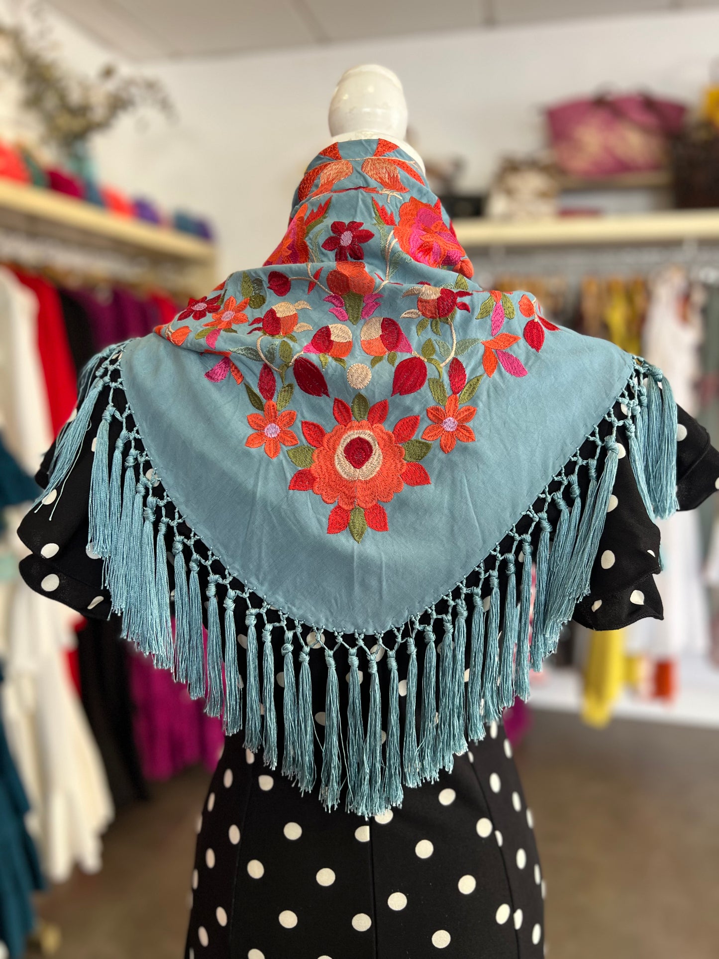 Mantón Cantillana Turquesa Jabonoso