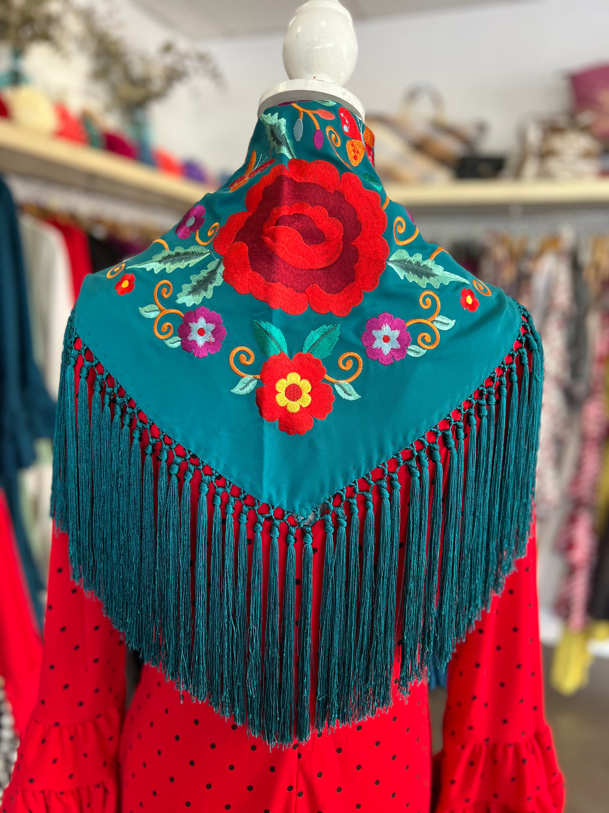 Mantón Celia Verde Oscuro