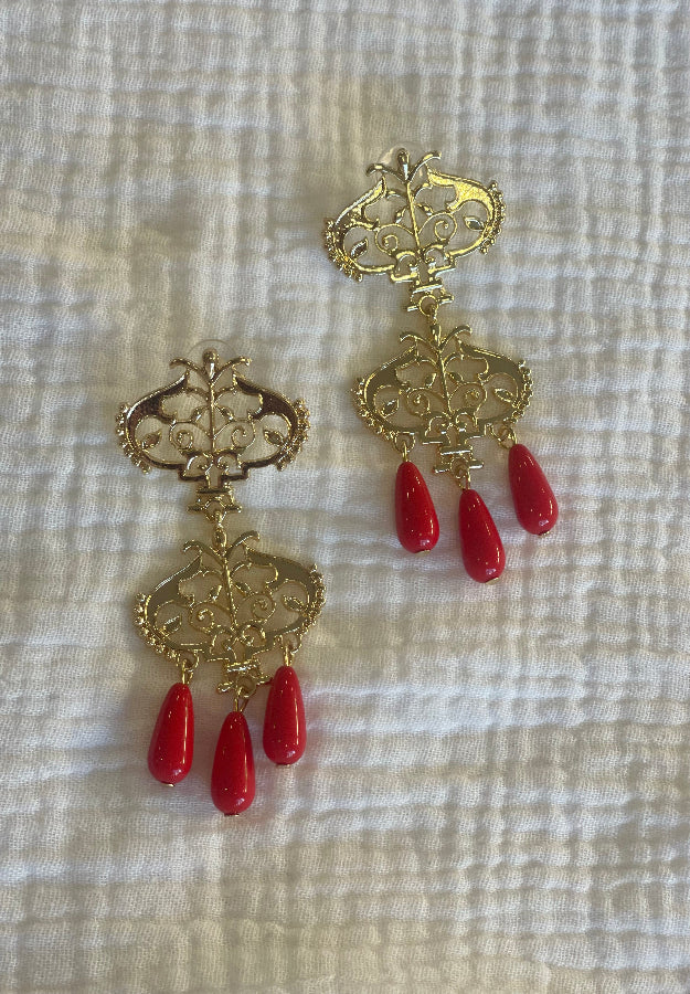 Pendiente Granada rojo