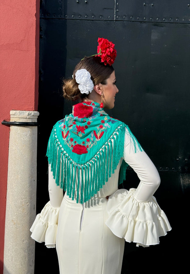 Mantón Triana verde