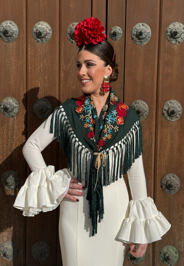 Mantón Cayetana verde oscuro
