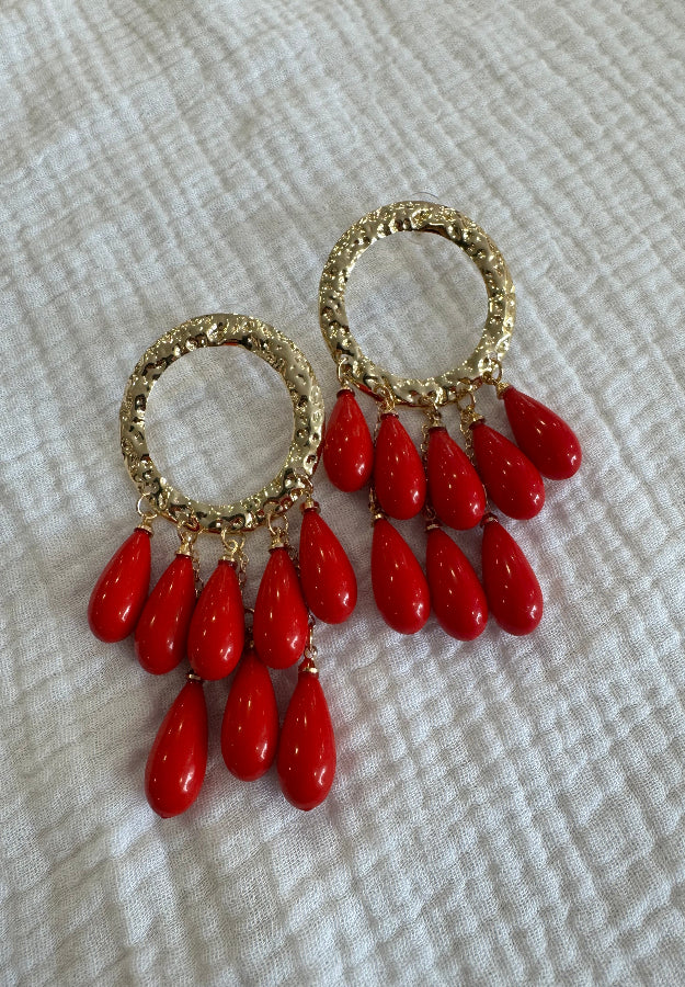 Pendiente lágrimas rojo