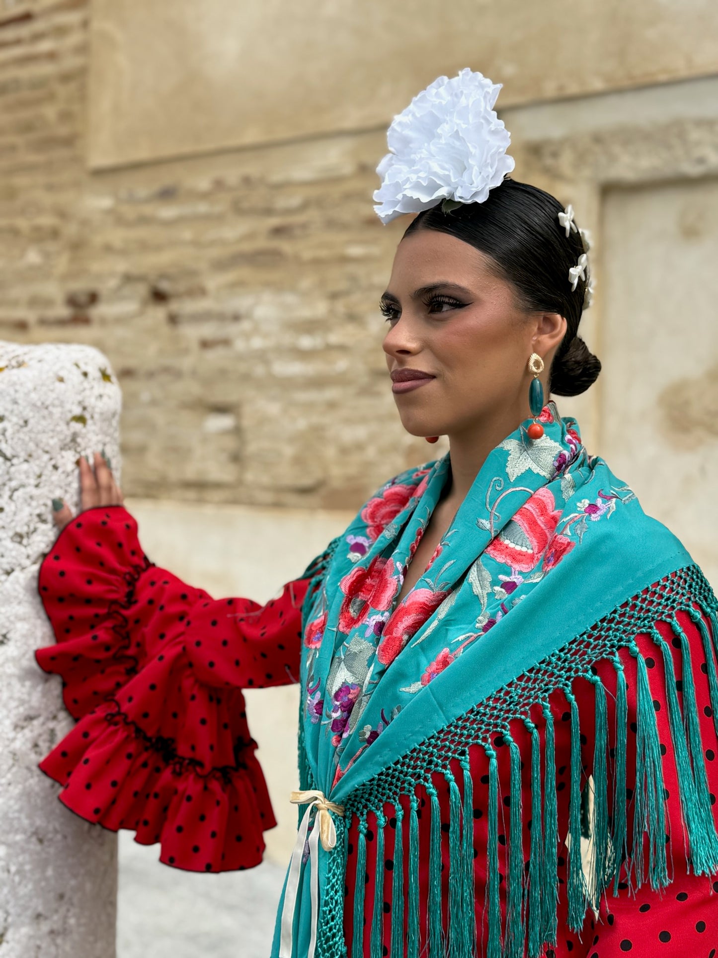 Mantón Macarena Verde Agua Oscuro