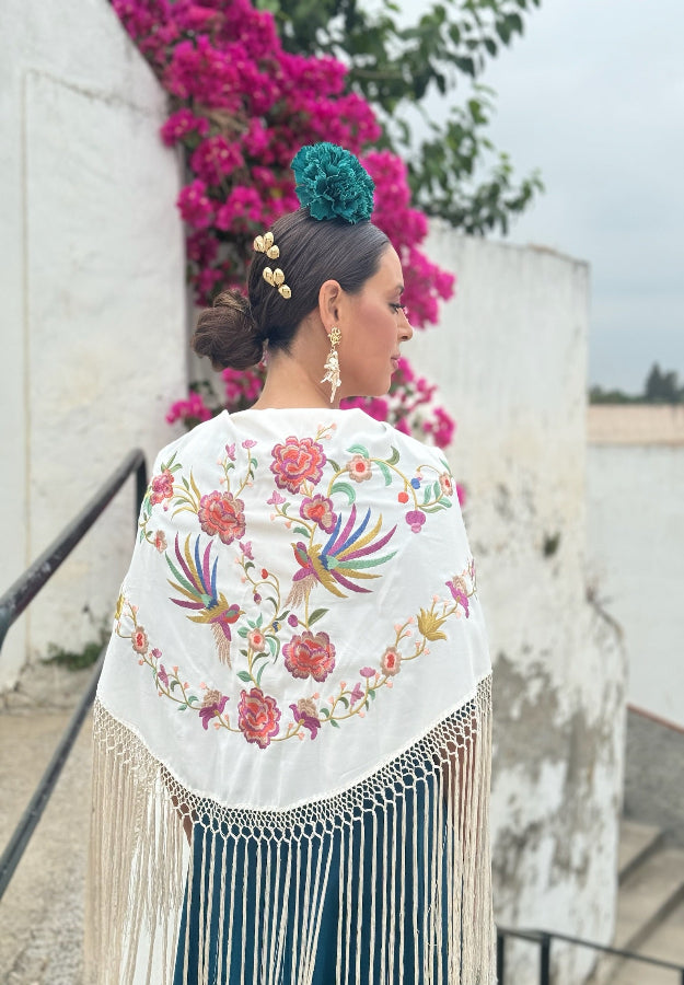 Mantón Pájaros Fondo Beige