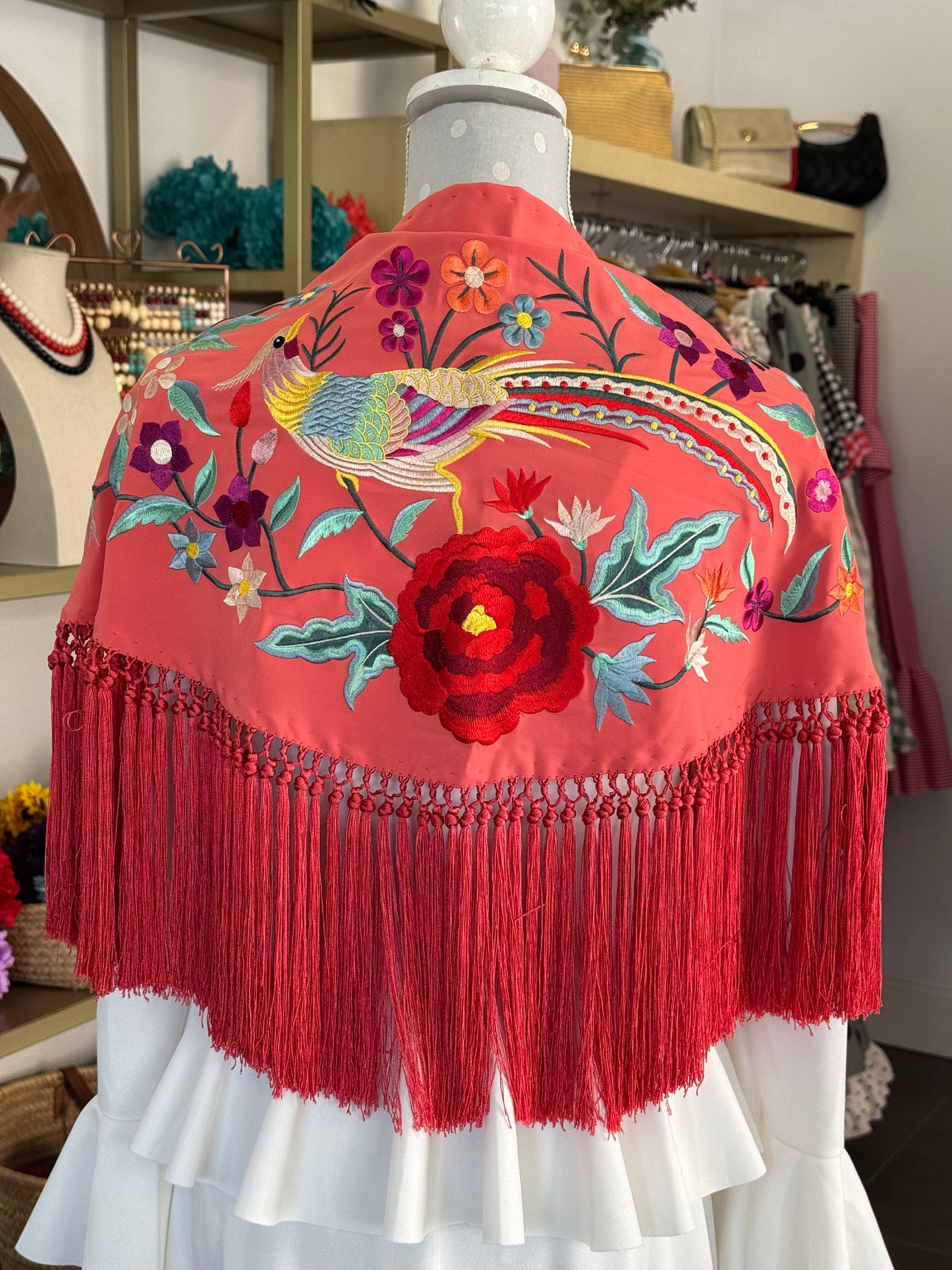 Mantón Martina coral