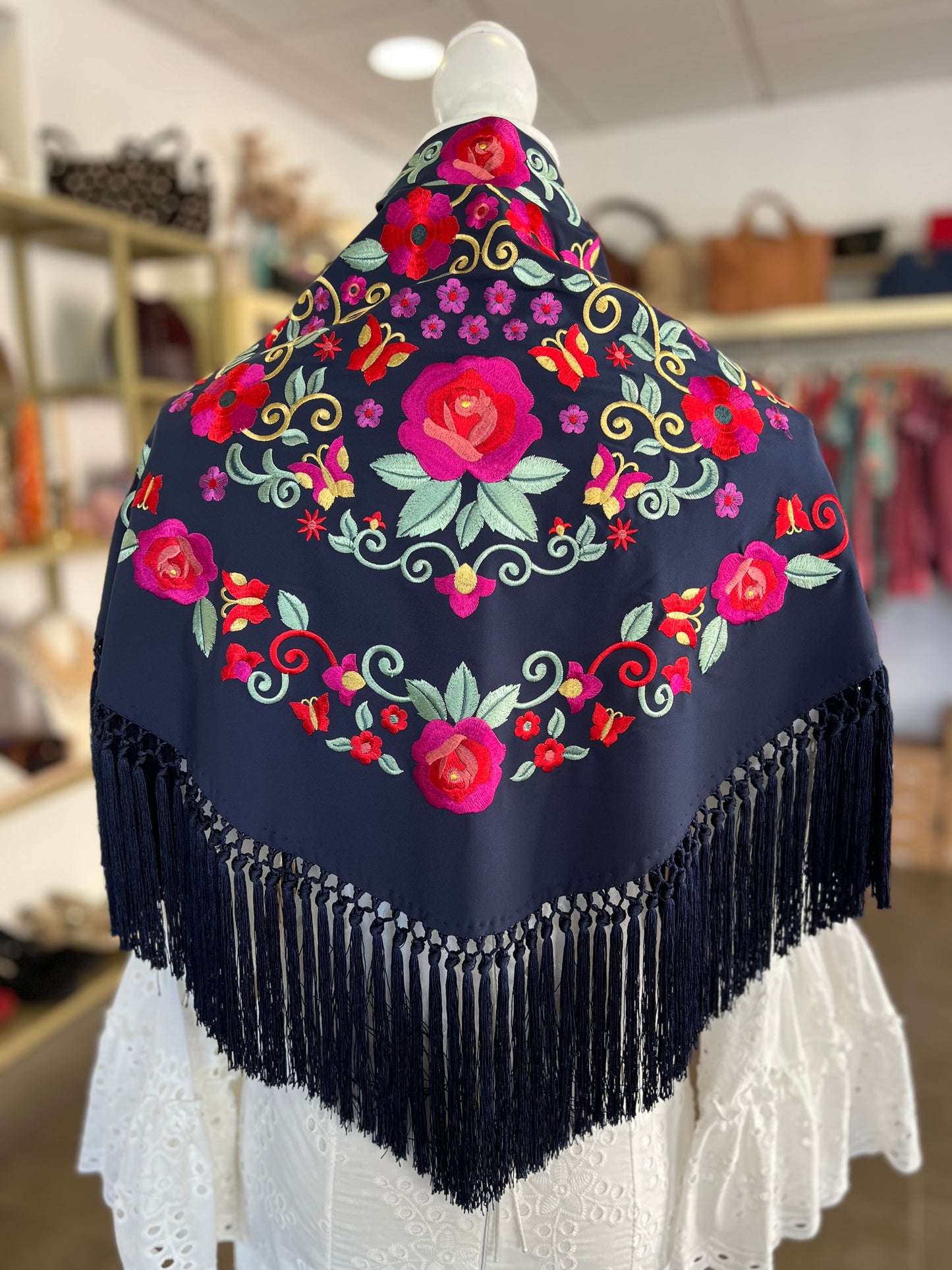 Mantón Jimena Azul Marino