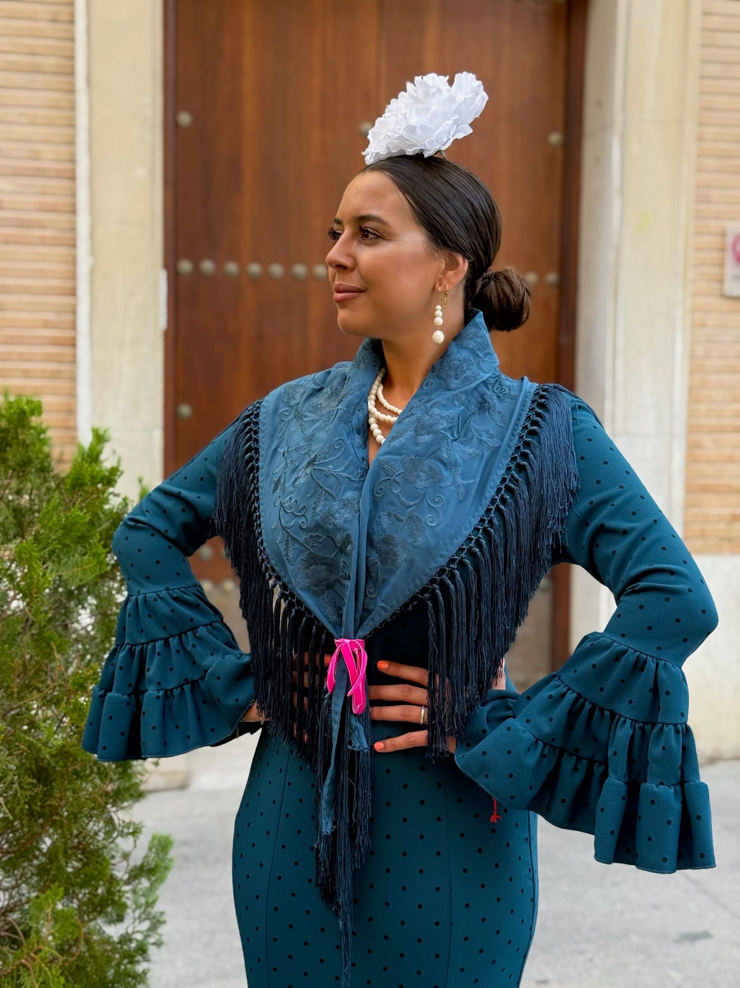 TRAJE FLAMENCA ROSARIO PETROLEO