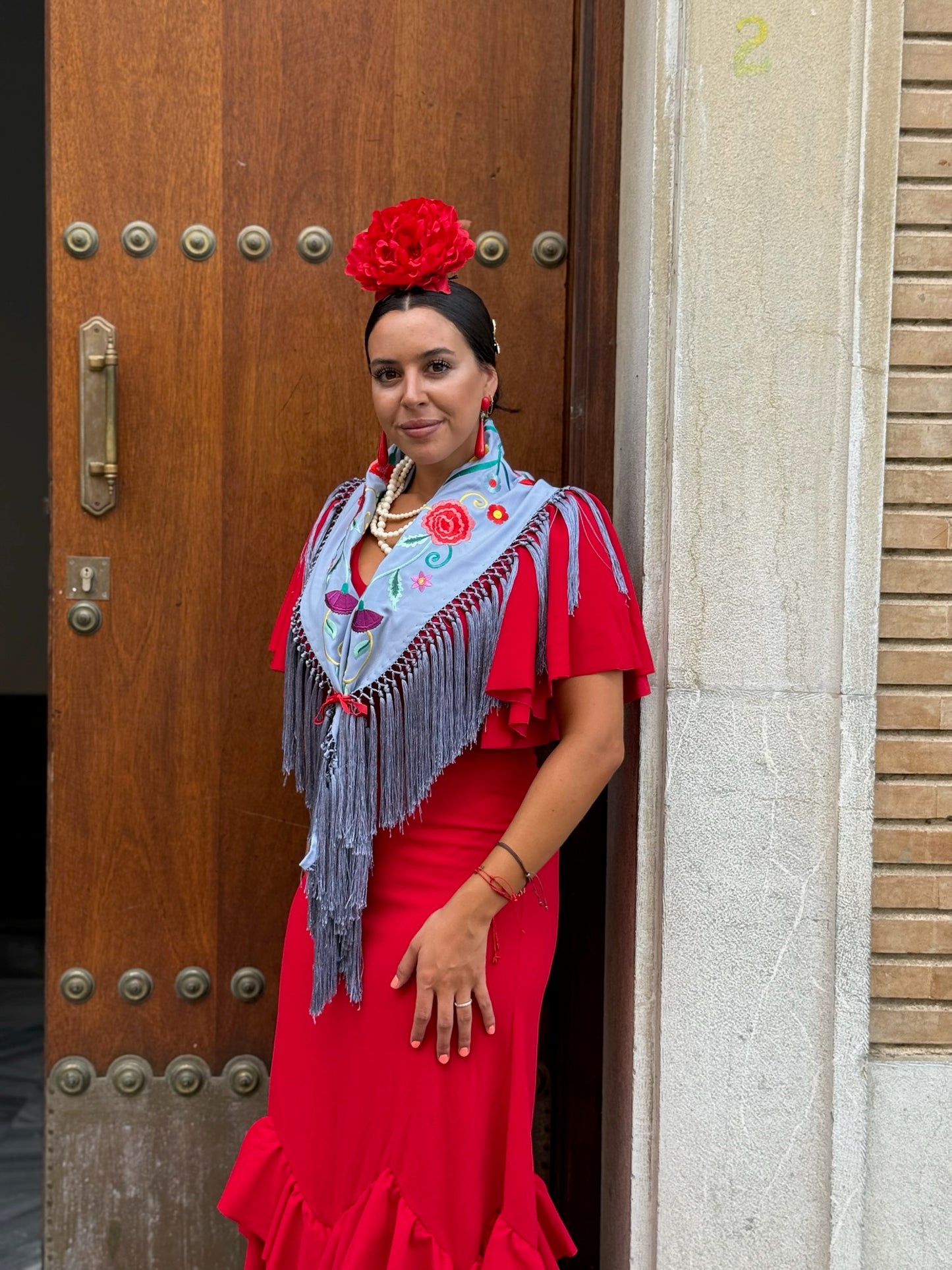TRAJE FLAMENCA TRIANA ROJO