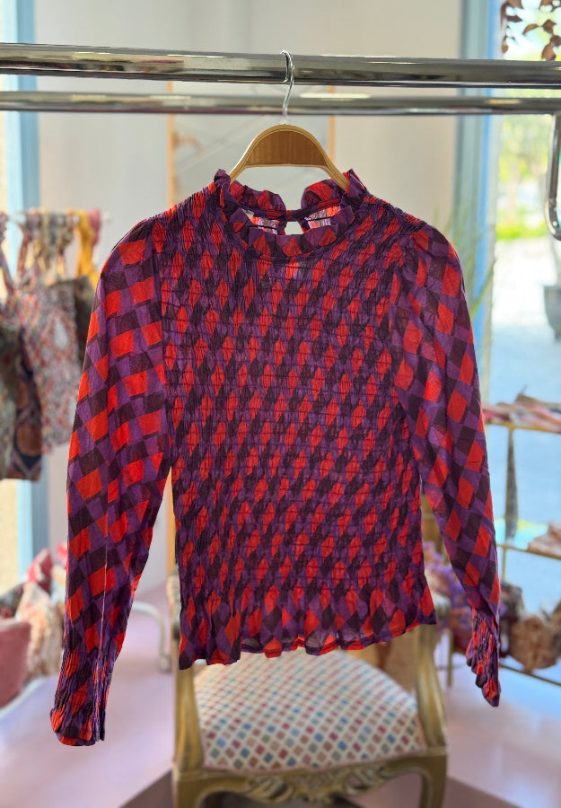 Blusa Elena naranja y morada