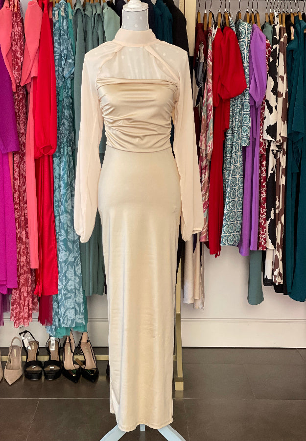 Vestido Catalina beige dorado