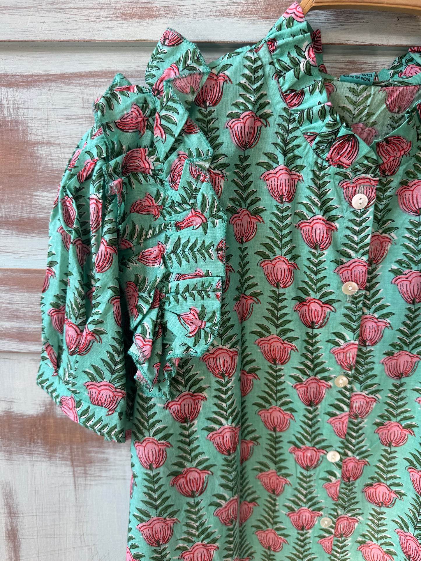 Camisa Estampada Verde Agua