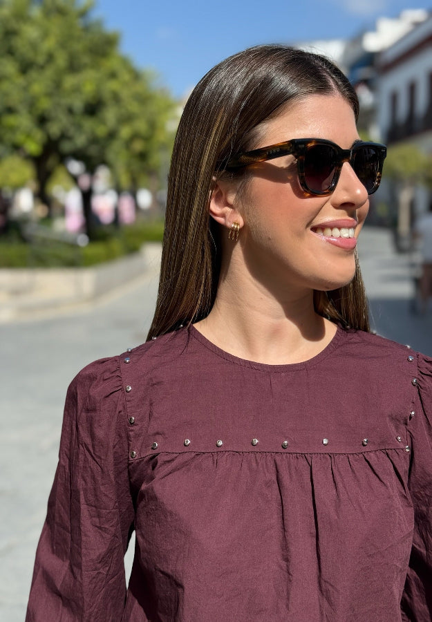 Blusa Carmen Burdeos