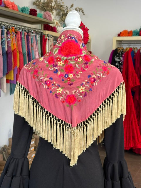 Mantón Cantillana Rosa y Dorado