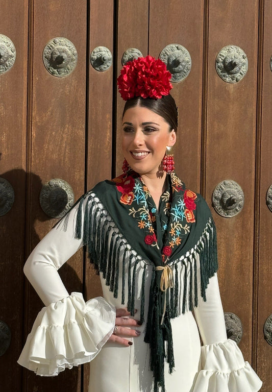 Mantón Cayetana verde oscuro