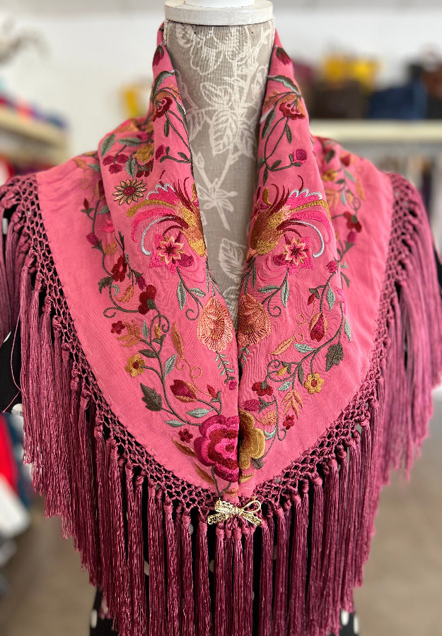 Mantón Cantillana Doble Rosa