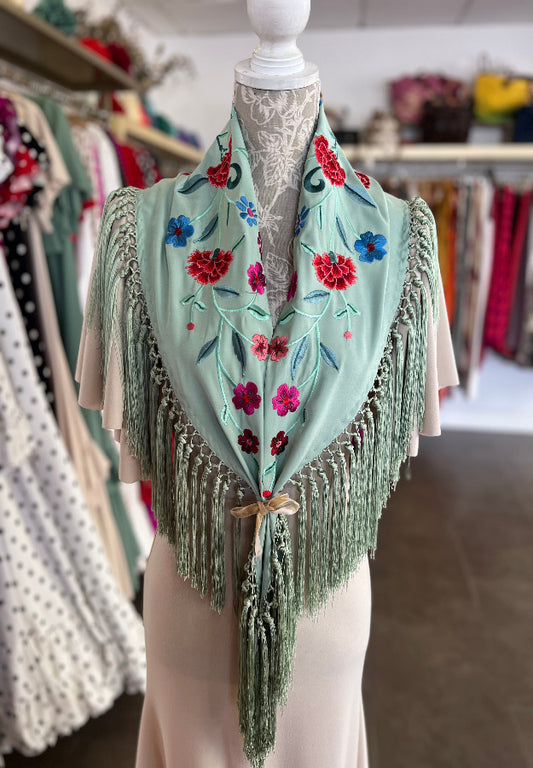 Mantón Clavel Verde Manzana