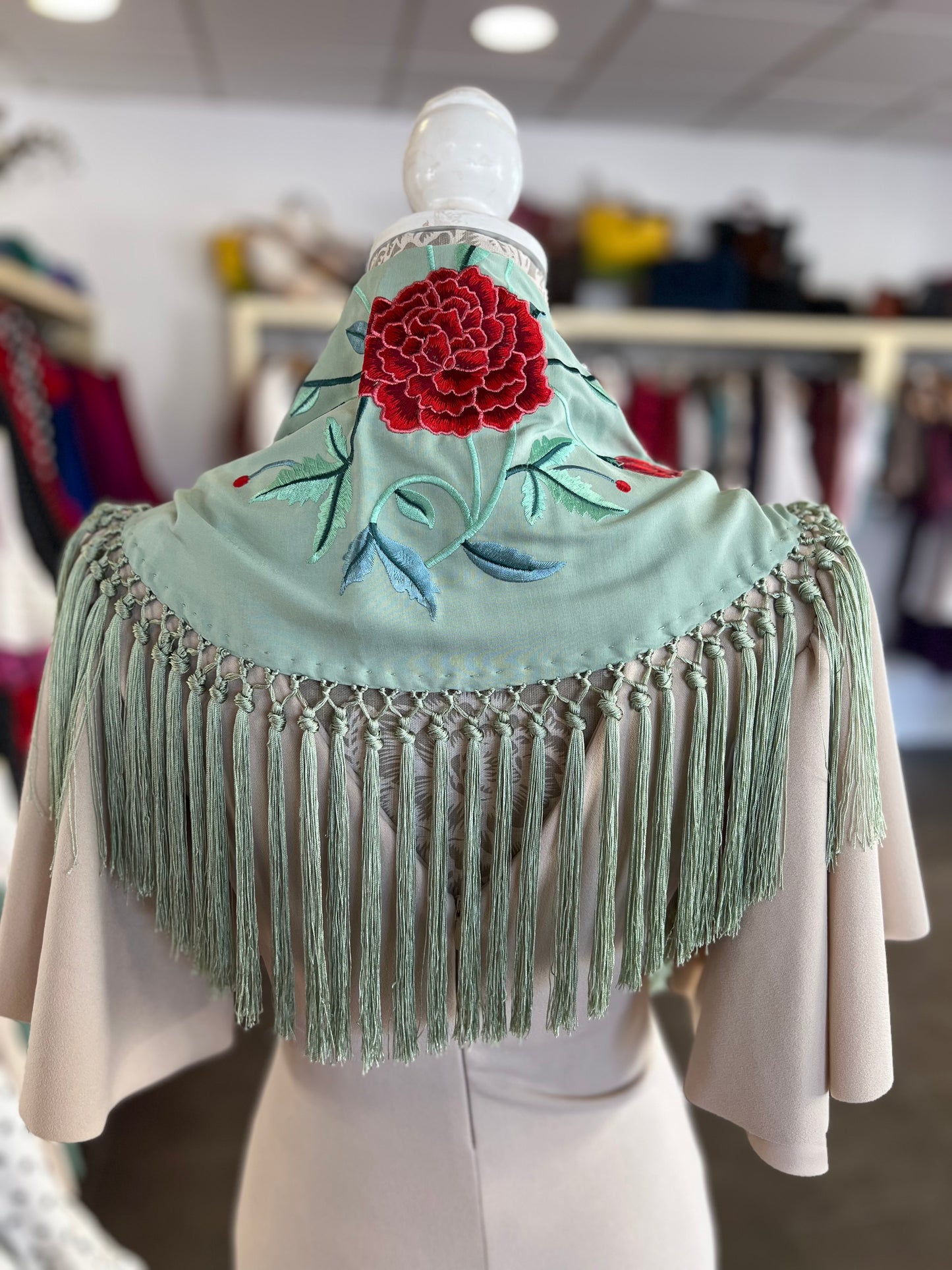 Mantón Clavel Verde Manzana