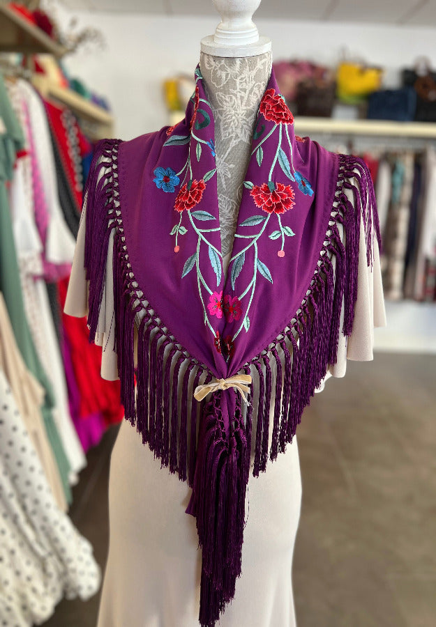 Mantón Clavel Berenjena