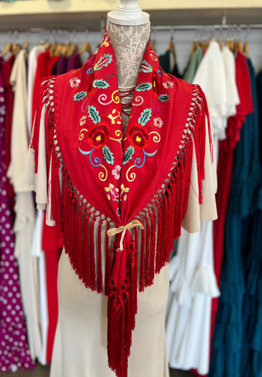 Mantón Granada Rojo