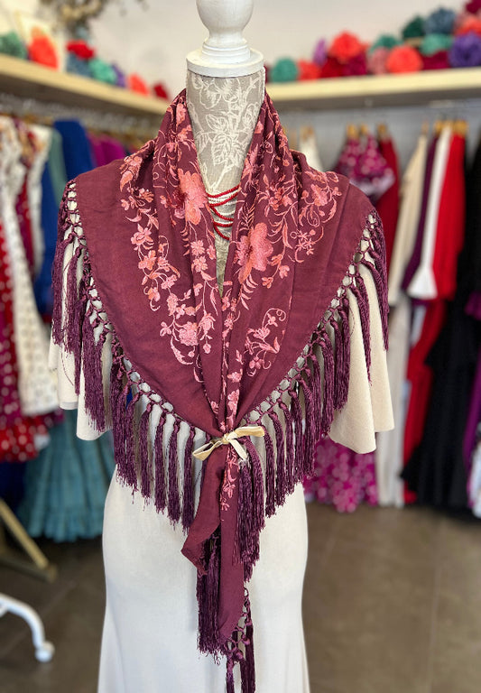 Mantón Cantillana Morado Tinto