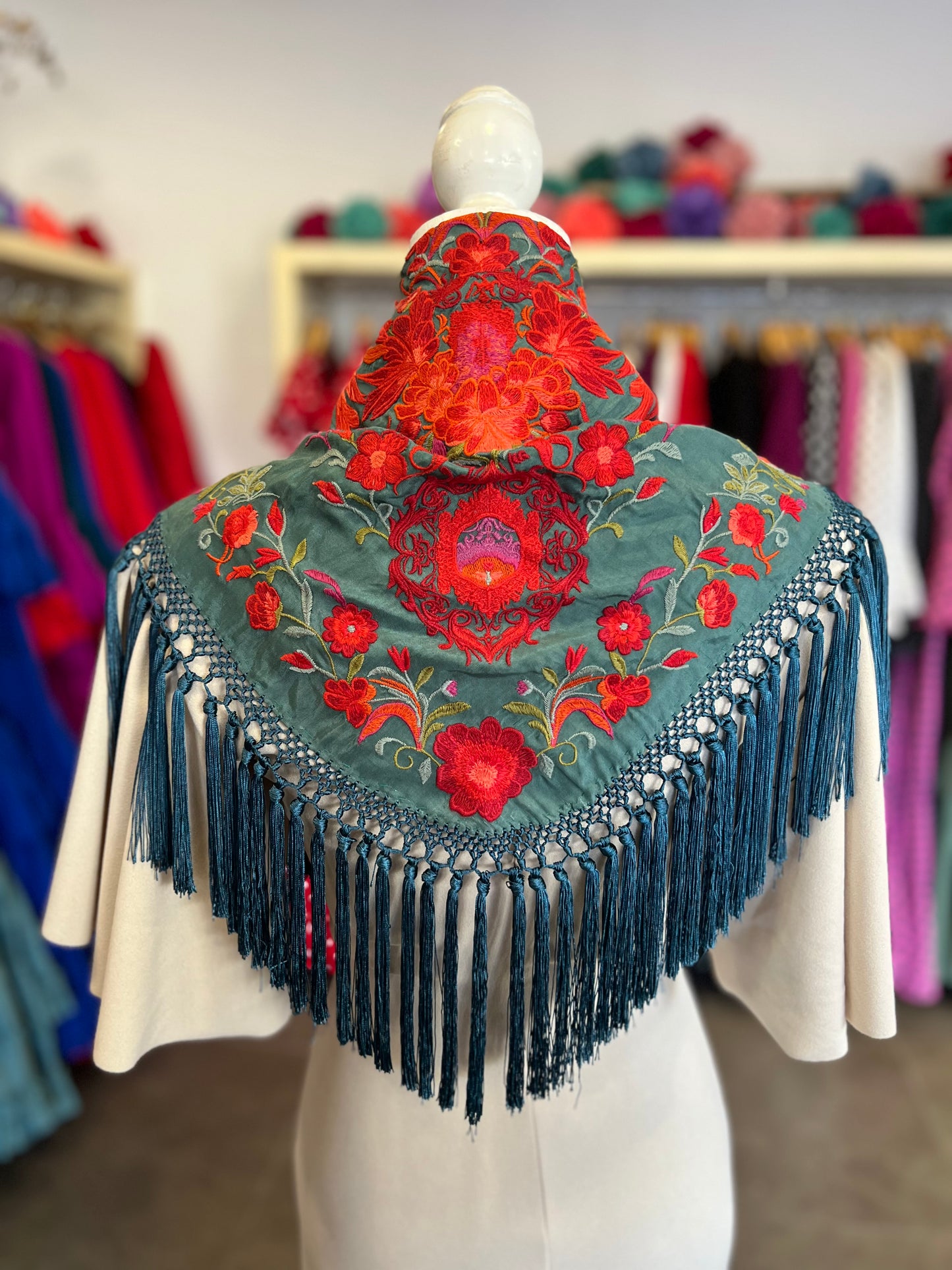 Mantón Cantillana Azul y Naranja