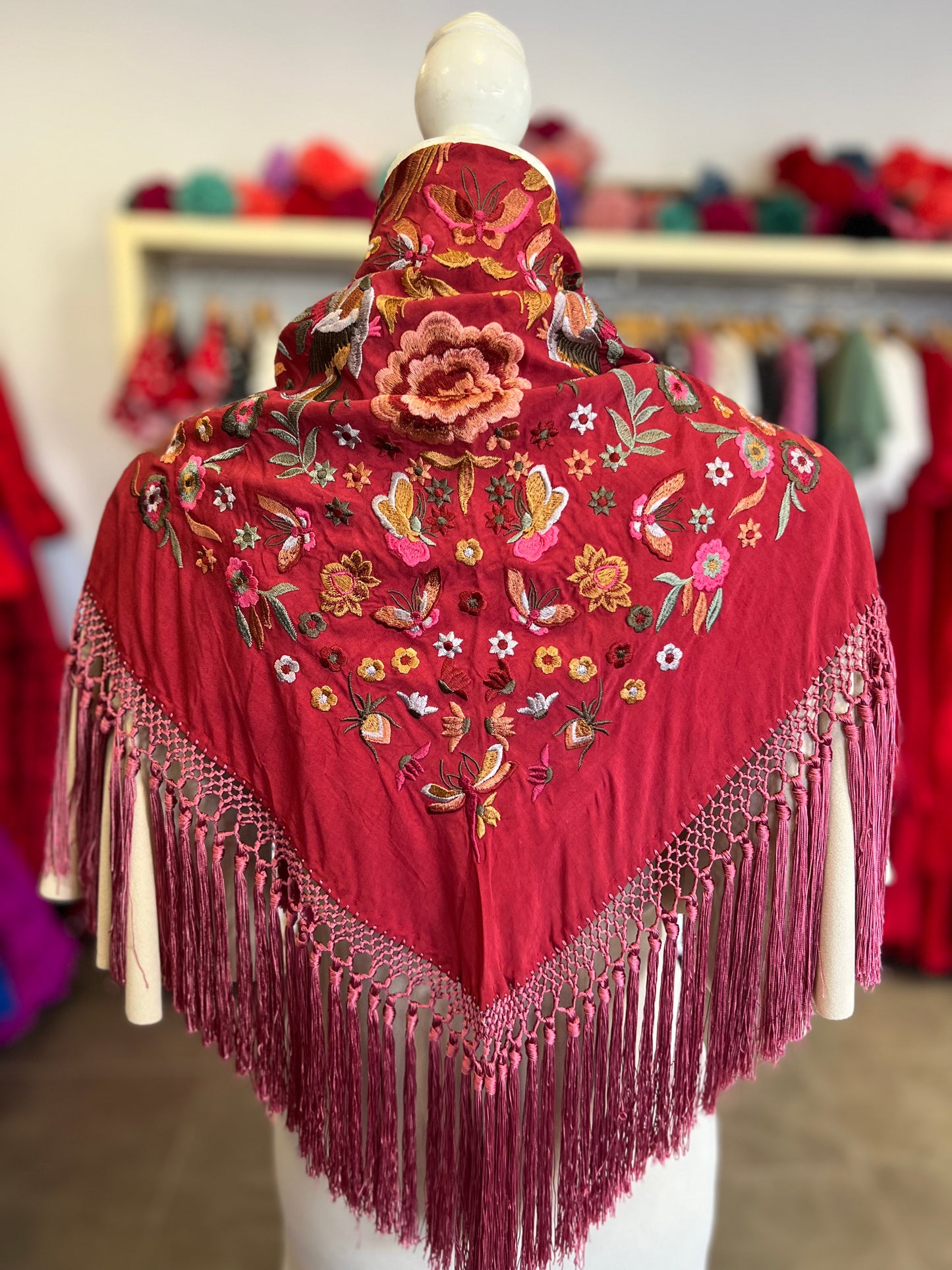 Mantón Cantillana Rojo Granate