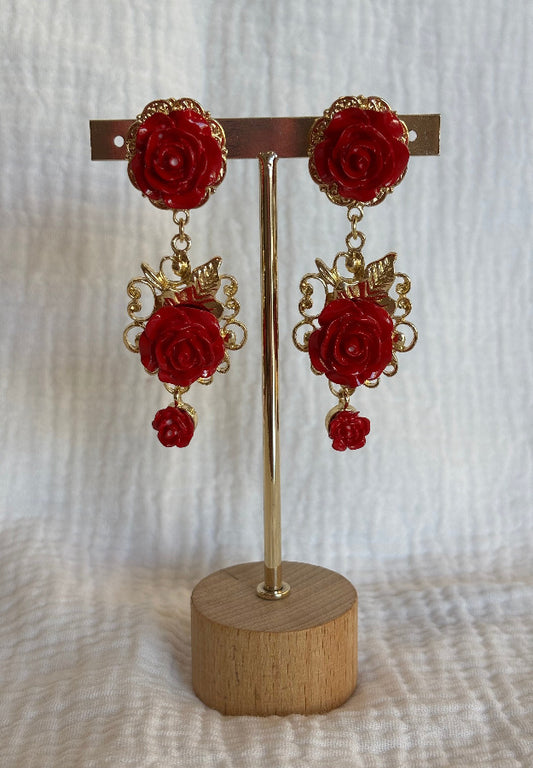 Pendiente Milagros rojo