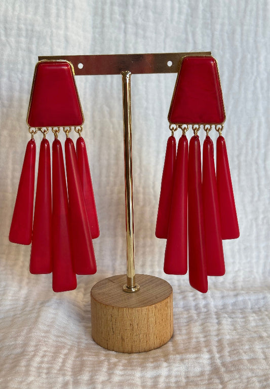 Pendiente Rosario rojo