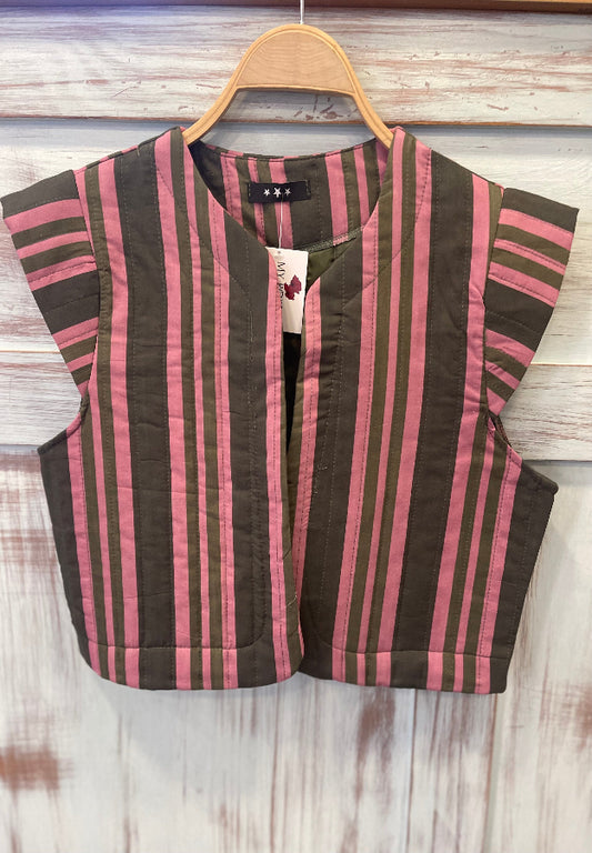 Chaleco Acolchado Rosa y Marrón