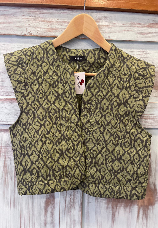 Chaleco Acolchado Estampado Verde