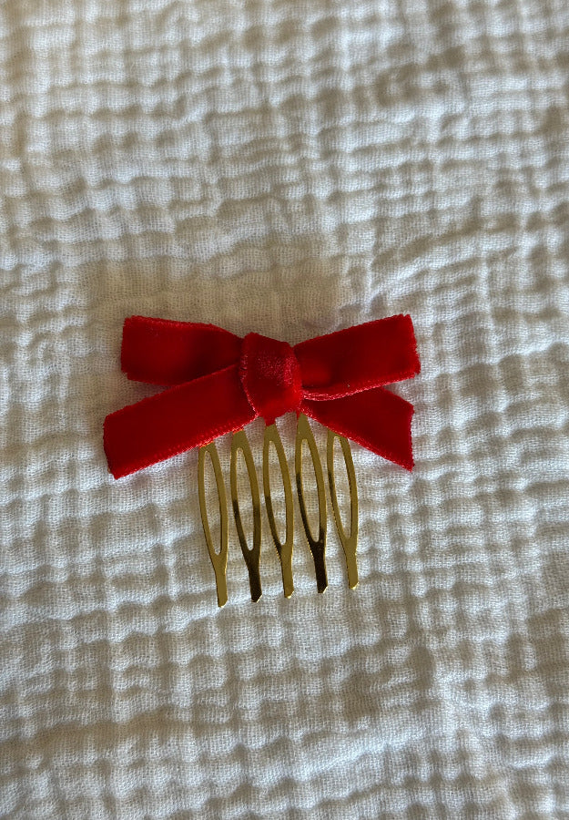 Peinecillo lazo terciopelo rojo