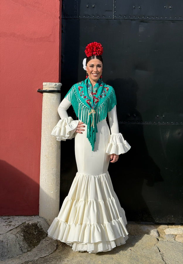 Mantón Triana verde