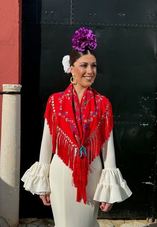 Mantón Triana rojo