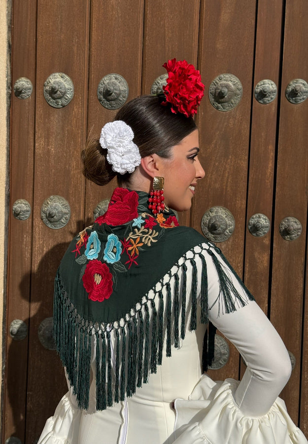 Mantón Cayetana verde oscuro