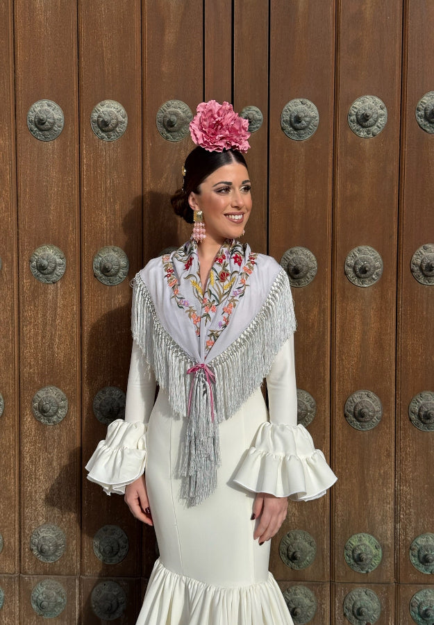 Mantón Candela gris perla