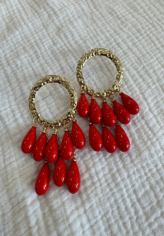 Pendiente lágrimas rojo