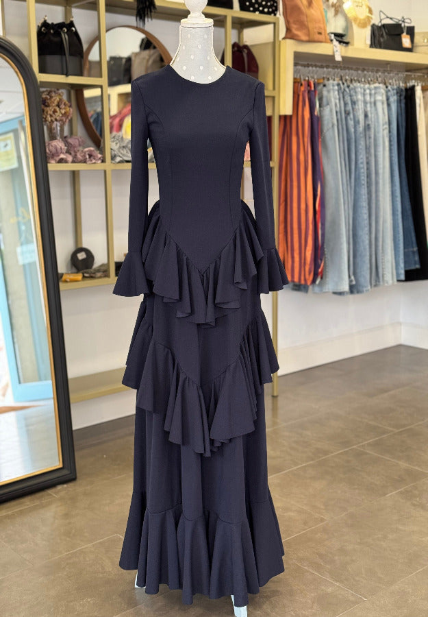 Traje flamenca Sevilla azul marino