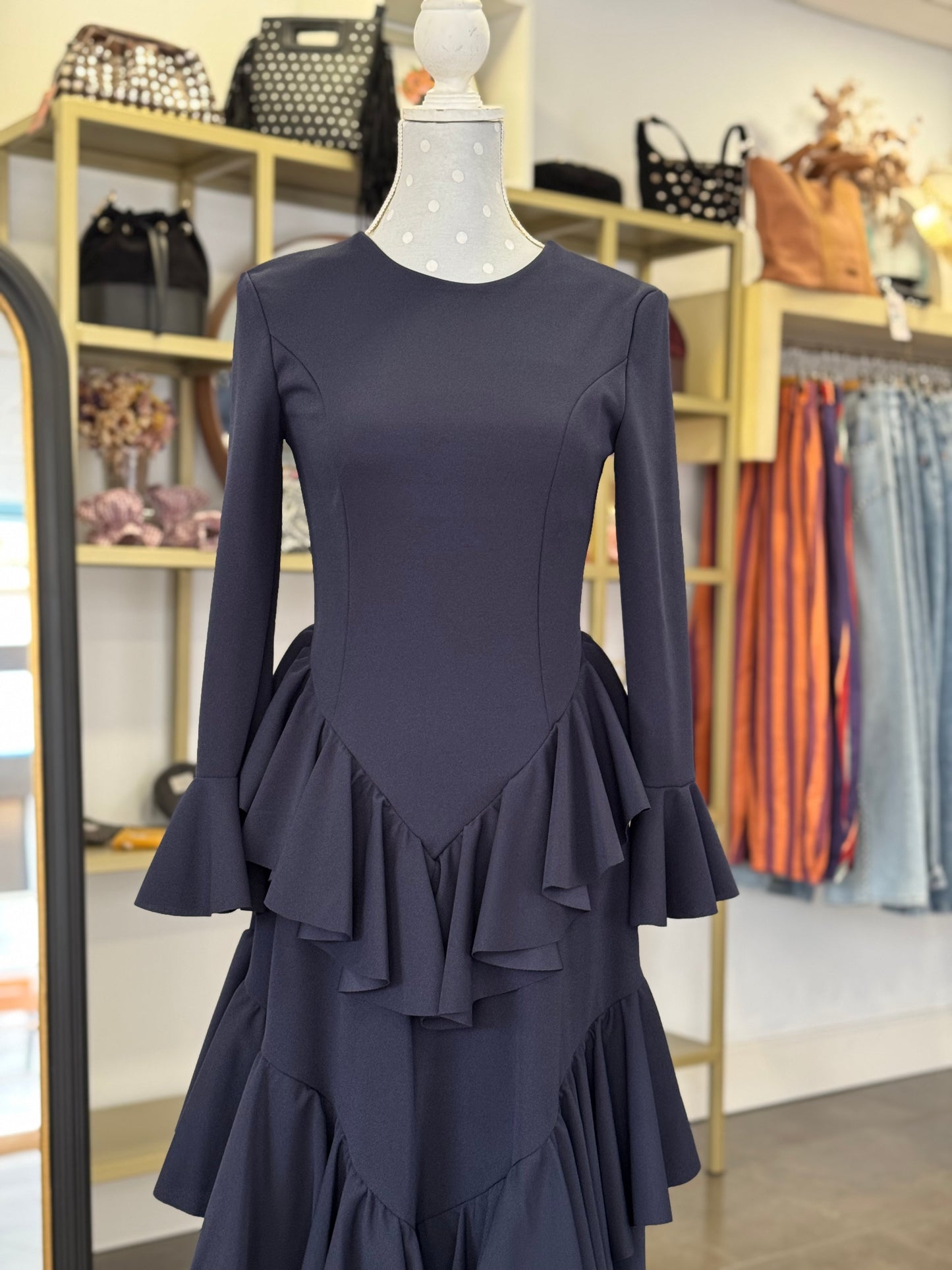 Traje flamenca Sevilla azul marino
