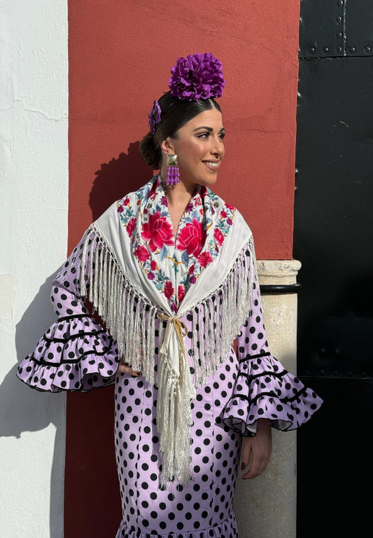 Mantón Cristina Blanco Roto