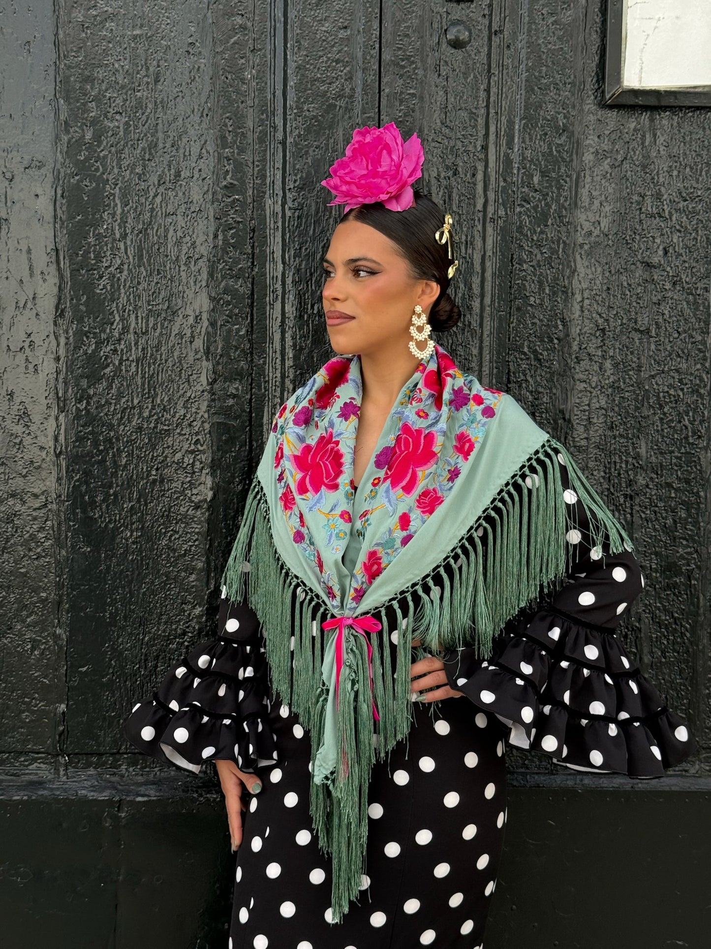 Mantón Cristina Verde Agua