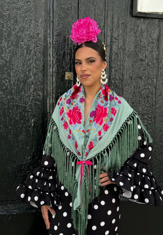 Mantón Cristina Verde Agua