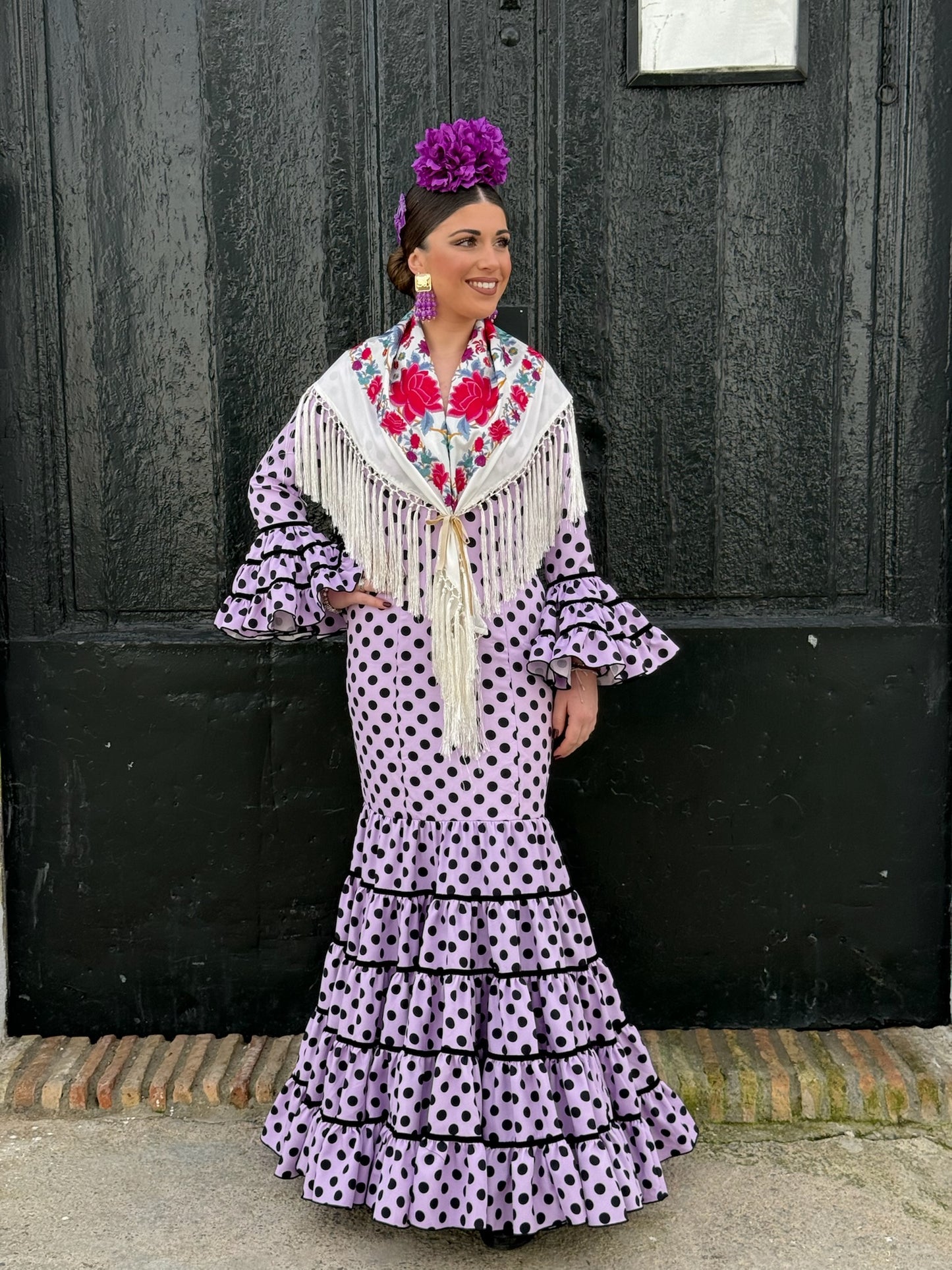 Traje flamenca Écija lila