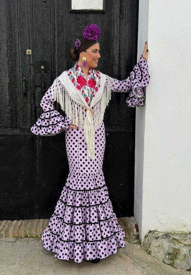 Traje flamenca Écija lila
