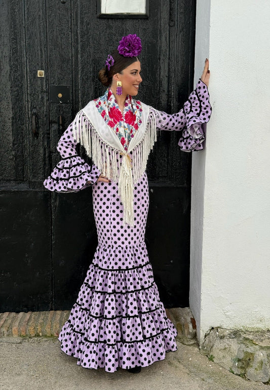 Traje flamenca Écija lila