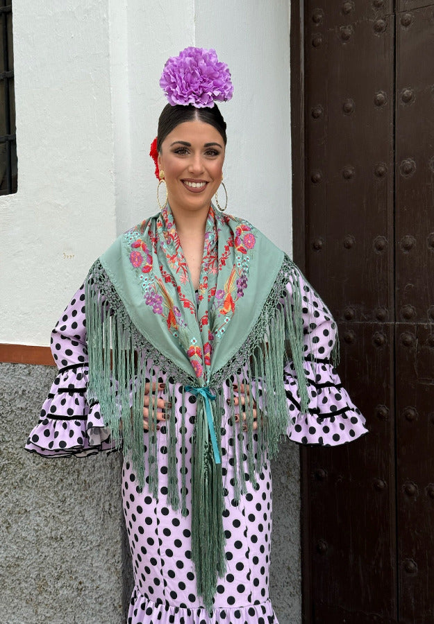 Mantón Abril Verde Agua