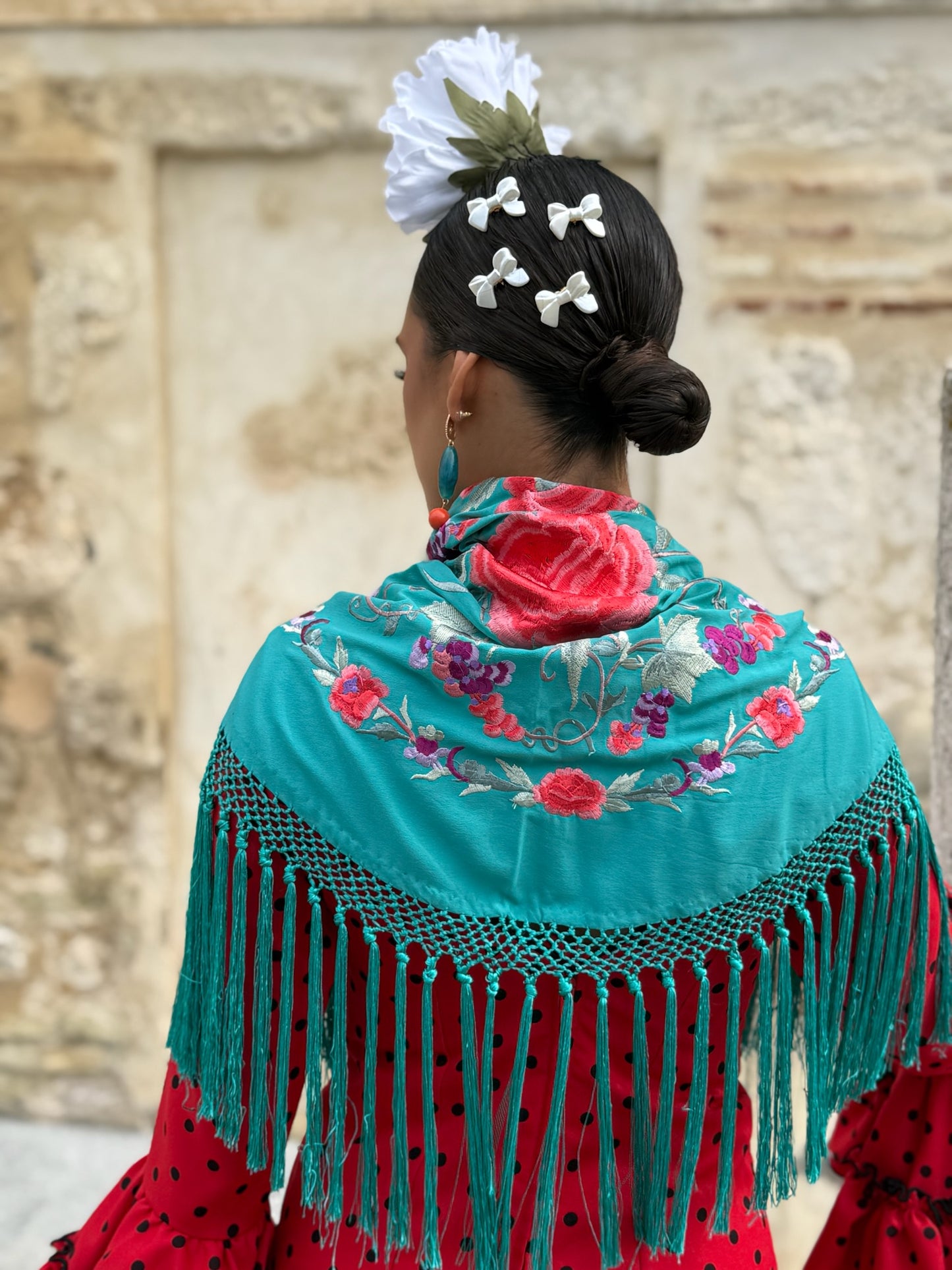 Mantón Macarena Verde Agua Oscuro