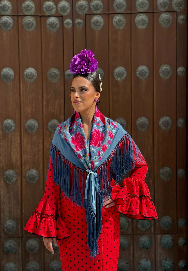 Mantón Cristina Azul Ducado