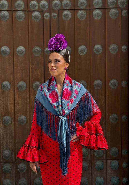 Mantón Cristina Azul Ducado
