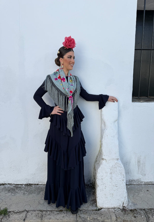 Traje flamenca Sevilla azul marino