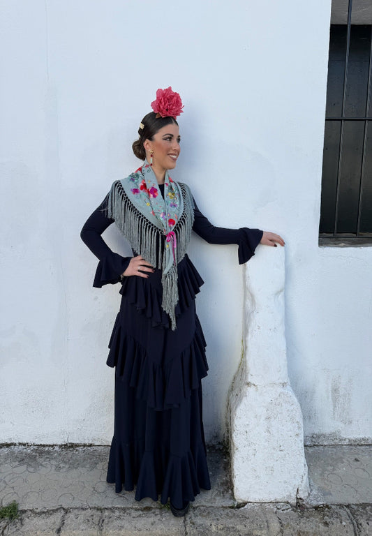 Traje flamenca Sevilla azul marino